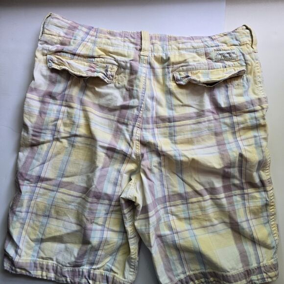 Abercrombie & Fitch Men’s Shorts Plaid Heavy Button Fly Cargo Shorts Size 34 - Picture 4 of 8